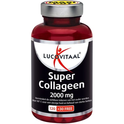 Lucovitaal Super Collageen 2000 mg met Vitamine C & Hyaluronzuur, 150 Tabletten, Voedingssupplement voor Volwassenen, Voor Collageenvorming en Huid