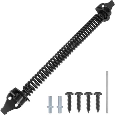 GELLDG Automatische deurdranger - 36cm - Met Verstelbare Pin - Geschikt voor Linkse en Rechtse Deuren - Aanbevolen voor Verticale Montage - Gemaakt van Koolstofstaal - Inclusief 1x Deursluitveer, 2x Instelpennen, 1x Metalen Staaf en 4x Schroeven