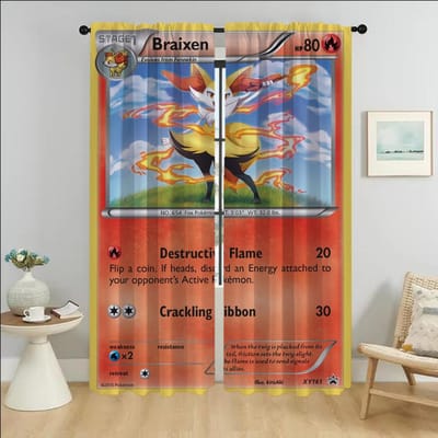 Rideaux d'Intérieur Maison 2 Pièces P-pokemones Rideau de Fenêtre pour Chambre 2 Panneaux Décoration Halloween Stores Cloison Salon Cuisine W50xH70cmx2pcs-CL
