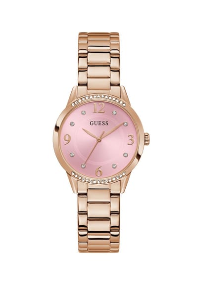Guess Angelina Quartz Analoog Horloge Roze Gouden Toon Behuizing: 100% Roestvrij Staal| Armband: Roestvrij Staal 34 mm U1478L1M, U1478L2M, U1478L4M, U1478L5M, U1478L6M