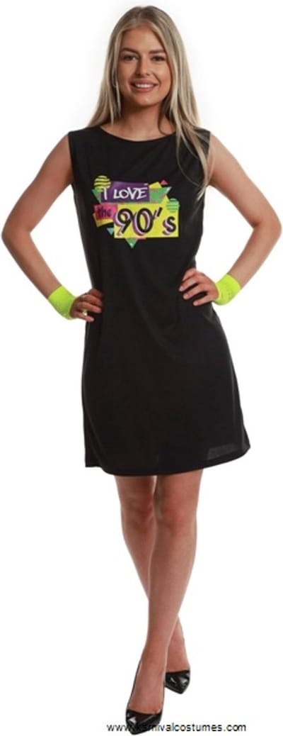 Karnival Costumes Retro 90's Festival Jurk Carnavalskleding Dames Foute Party Carnaval Verkleedkleren Volwassenen - Polyester - Maat XL