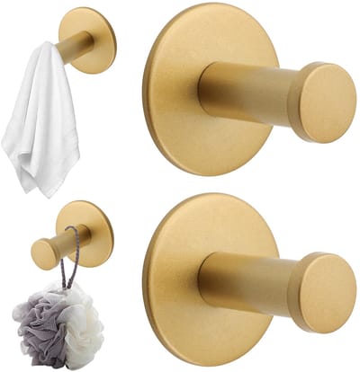 Dailygoods - Mooche 4Pcs Gouden Kapstok Haken Heavy Duty Rvs Haken SUS304 Muur Haken Met Boren Doek Haak