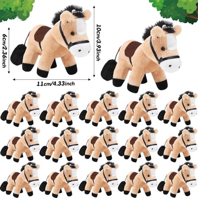 12-120 Stuks 4-inch Paard Knuffeldier Paard Speelgoed Paard Pluche Adopteer een Paard Feest Bedankje Staand Knuffelpaard Mini Pluche Verjaardag 12 PCS