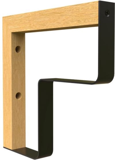Plankdrager L-Vorm - 2 stuks - 202 x 202mm - Hout / Metaal - Zwart - Plankdragers