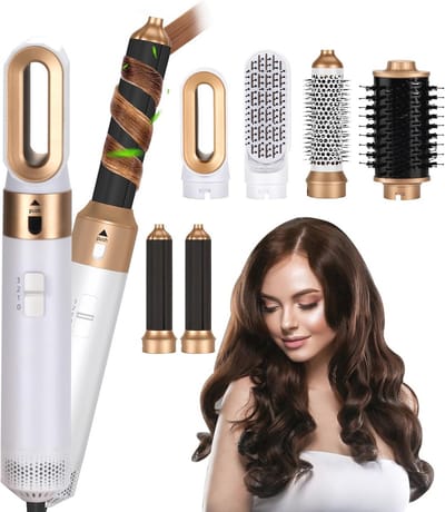 6-in-1 Haarstyler: Ronde borstelföhn, Warme luchtborstel en Automatische Krultang