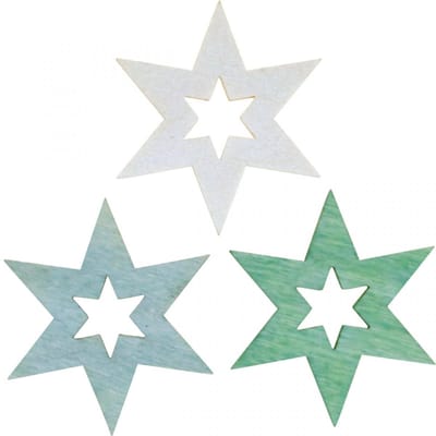 Houten Sterren Decoratie Strooidecoratie Kerst Groen H4cm 72 st, 72 St