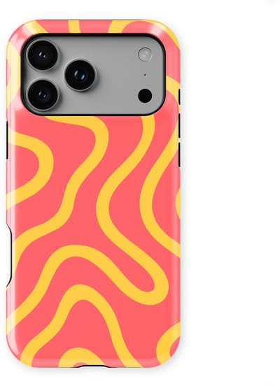 DripCase Curvy Lines Hoesje geschikt voor iPhone 17 Pro | Backcover met Mag | Design Tough Case geschikt voor iPhone 17 Pro Sunburst Drift
