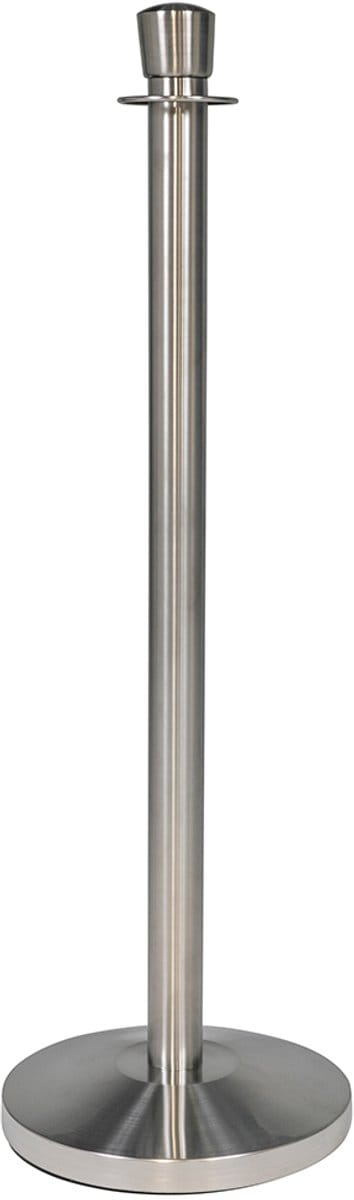 GJ Floors - Afzetpaal voor koord | Ovale Kop - Geborsteld Chroom - Hoogte: 100 cm - Lengte: - Steel diameter: 5,1 cm