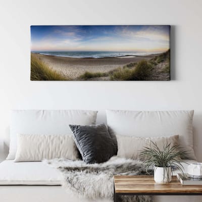 Canvas print DD123217 BeachPanorama A.S. Création 1,0 x 0,4 m Blauw Kantoor Hal/Gang Keuken Slaapkamer Woonkamer