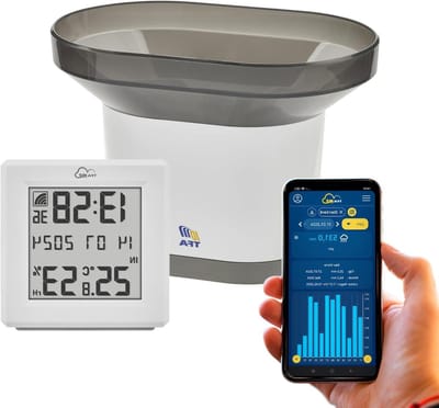 Regenmeter Starterset - Weerstation Tuin - Neerslag Monitoren - Online Meetwaarden - 100m Bereik - Wit