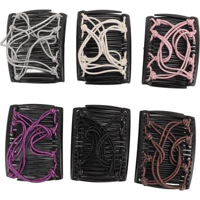6 Stuks Magische Haarkammen voor Vrouwen Accessoires Rekbare Dubbele Kam Verstelbare Elastische Haarclips gray