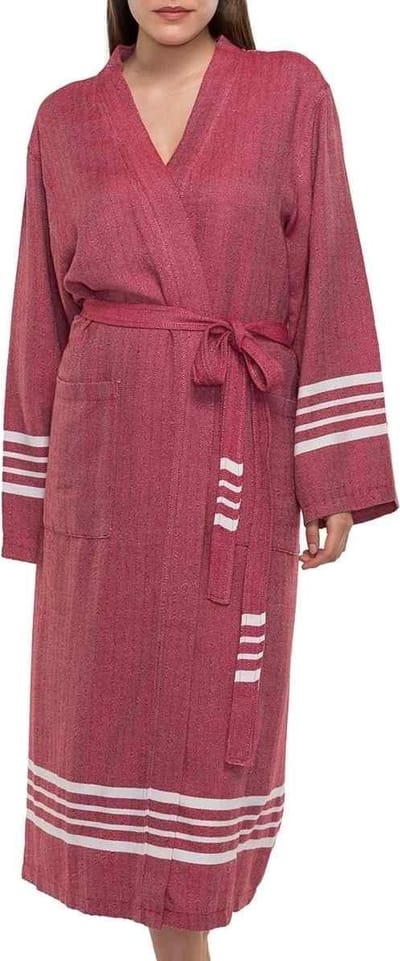 Lalay - hamam badjas Krem Sultan - bordeaux - S - dames heren badjas - sauna badjas - dunne badjas - 100% gekamd katoen