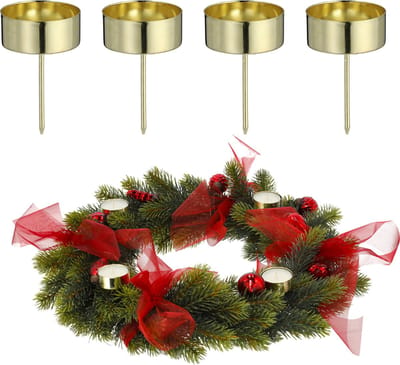 Cepawa Kaarsenhouders/waxinelichthouders - 4 stuks - goud voor in een kerststukje