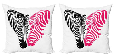 ABAKUHAUS – Zebra Kussenhoes Set 40x40 cm – Dubbelzijdig bedrukt roze/zwart