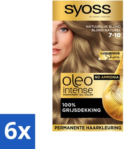 Syoss Oleo Intense - Haarverf - 7-10 - Natuurlijk Blond - 115ml x 6