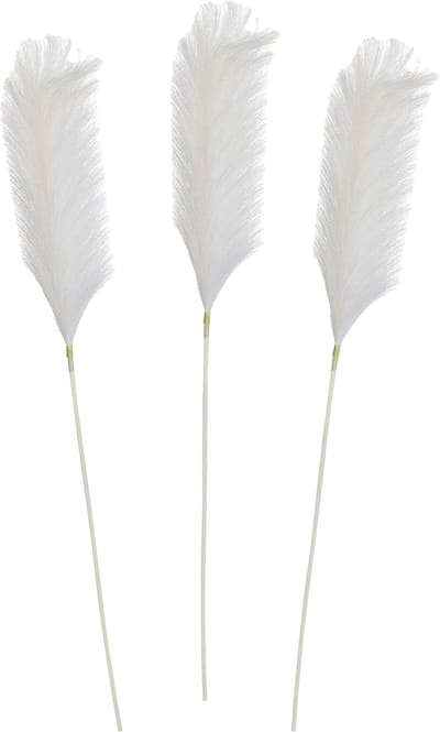 Mica Decorations Pluimgras losse steel/tak - 3x - zachtgeel - 104 cm - Decoratie kunst bloemen