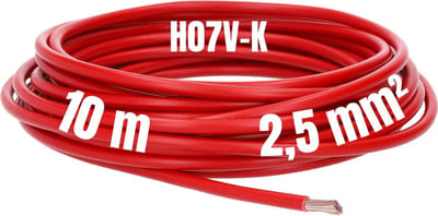 Kalitec 10 meter H07V-K 2,5 mm² rode bedradingskabel I kernkabel flexibel I PVC enkeladerig I meeraderig 2,5mm2 I bedrading fijnaderig I enkele kabel I kabel massief I schakeldraad