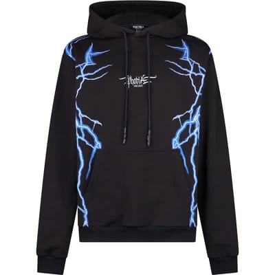 Nieuw Lightning Hoodie Lichtgewicht herenhoodie Zwart/blauw
