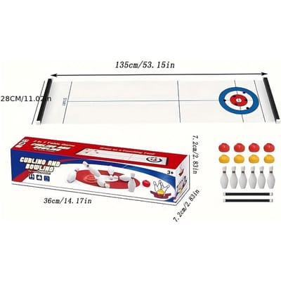 1 Doos Tafelspel Set Tafel Curling Multiplayer Spel Curling Bowling 2-in-1 Spel Set Familie Feest Tafelspel Set Curling and Bowling 2 in 1