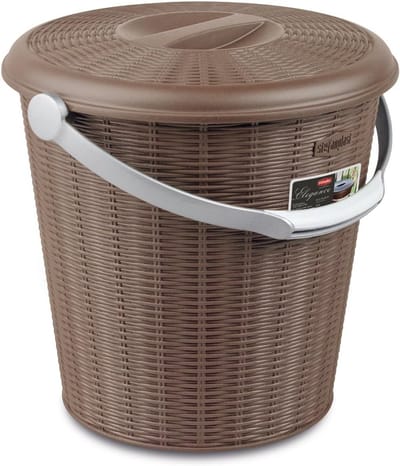 Luxe Emmer met Deksel 10 Liter - Beige/Taupe - Opslag en Afvalbak