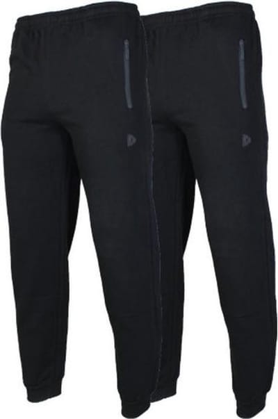 2-Pack Donnay - Joggingbroek met elastiek (Jack) - Sportbroek - Heren - Black (020) - maat S