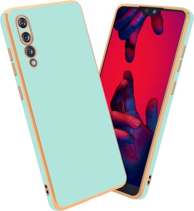 Cadorabo Hoesje geschikt voor Huawei P20 PRO / P20 PLUS in Glossy Mintgroen - Goud - Beschermhoes Case Cover van flexibel TPU-silicone en met camerabescherming