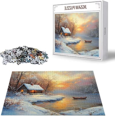 Houten Puzzel - 5000 Stukjes - Ontspanning Thuis - Gelabelde Achterkant - 156 x 105 cm - Winterscène