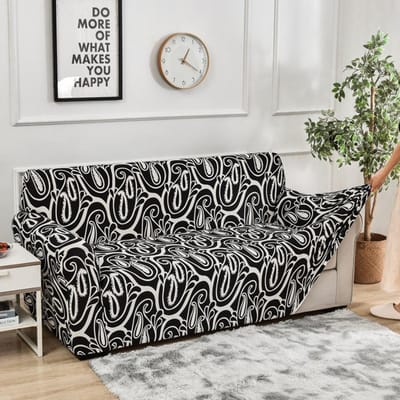 1 stuks elastische bedrukte bankhoes, allesomvattend, antislip, seizoensbestendig, kat-/stofwerend, wasbaar/duurzaam, voor huisbankdecoratie&bescherming 1-Seater gray