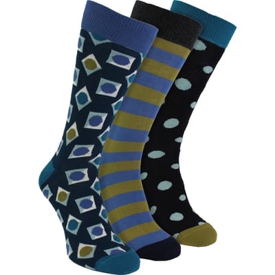 HS by Happy Socks - Heren 3-Pack Cadeaubox Met Stippen Kousen - Vierkant