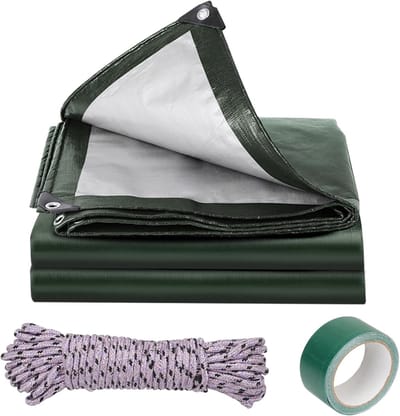 Dekzeil Waterdicht - Afdekzeil Beschermhoes - Tuin Meubels Beschermen - Extra Stevig 180g/m² - 3 x 3 Meter - Groen Zilver