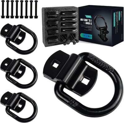 Vastzetanker D-ring - Tie-down haak - Lading Zekeren - Zwaar belastbaar staal - 4 stuks - Zwart