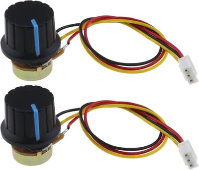 Draaipotentiometer Set - Variabele Weerstand - Audio Aanpassing - Met Kabel En Knop - 2 Sets - Zilver