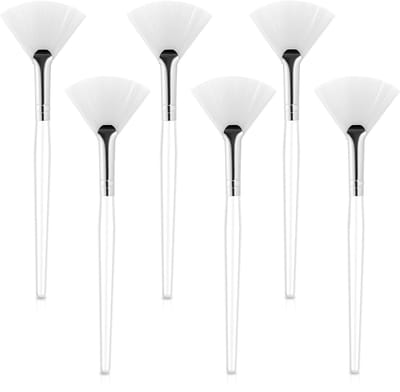 6 zachte waaiervormige kwasten - Platte kwastkoppen - Zachte applicatie van maskers - Geschikt voor gezichtsmake-up, mascara en meer - Met handvatten - Make-up tools - Essentieel voor schoonheidsspecialisten