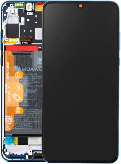 Huawei, Volledig Display Geschikt voor Huawei P30 Lite LCD Scherm en Touchscreen inclusief Batterij 3340 mAh, Blauw