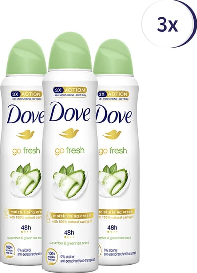 Dove Go Fresh Anti-transpirant Deodorant Spray Cucumber - 3 x 150 ml - Voordeelverpakking