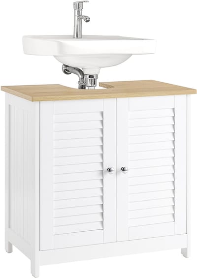 SoBuy FRG237-WN Wastafelonderkast badkamermeubel onderkast in wit natuur BHT ca. 60x59x35cm