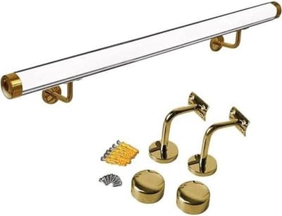 Transparante trapleuning - Wandmontage leuning - Veilig traplopen - Kristal bubbeldesign - 200 kg draagkracht - Zilver en goud