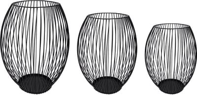 QUVIO Kaarsenhouder met frame - Kaarsenstandaard - Kaarsenhouder zwart - 3 maten - Rond - Metaal - Zwart Set van 3