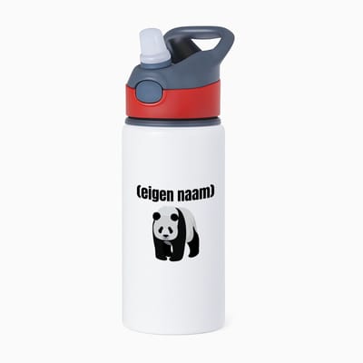 Hacebo® - panda met eigen naam waterfles met rietje rood - Panda - panda liefhebbers - iemand die houdt van panda's - verjaardag - cadeau - kado - water fles - 650ML
