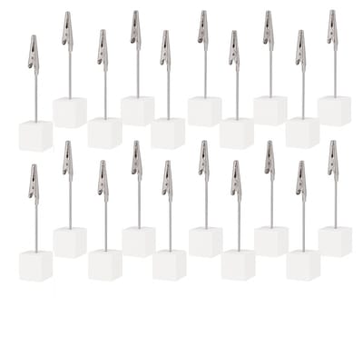 Set van 20 Houten Fotohouders – Wit – Met Klem – Tafelkaart Houder / Foto Clip / Notitiehouder