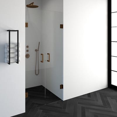 Brauer Void - Pendeldeuren - Helder Glas - 90 x 200 cm - incl. Glascoating - PVD Koper Geborsteld