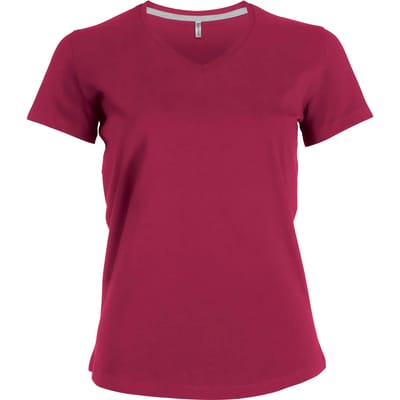 Kariban Dames T-shirt V-hals Korte Mouwen K381 - Fuchsia - L