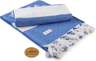ARTG® Hamamzz - Hamamdoek - Original Marmaris DeLuxe - Donkerblauw/Wit - 100 x 180 cm - AR056