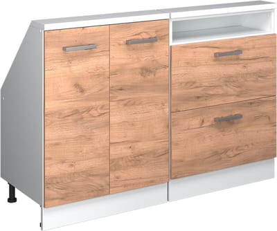 Vicco R-Line Keukenkast voor schuine wand – 120 cm Set van 2 Eik goud/wit
