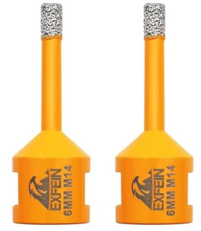 Diamanttegelboor 6 mm - 2 stuks, boorkroon met schroefdraad M14 voor droog boren