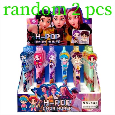 Hoge Kwaliteit 2026 heet Schattige K-POP Demonenjagers Druk Gelpennen 6 STuks 0,5 mm Zwart Acryl Patch Waardevolle Schoolbenodigdheden voor Studenten