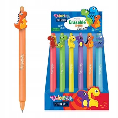 Colorino School Dino Uitwisbare Pen Blauwe Inkt Oranje
