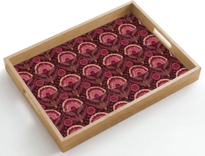 Dienblad hout 50x35 cm - Schootdienblad - Antiek - Bloemen - Kleurrijk - Borrelplank rechthoek - Plateau dienbladen
