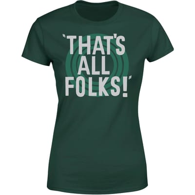 Looney Tunes That's All Folks Dames T-shirt - Donkergroen - S