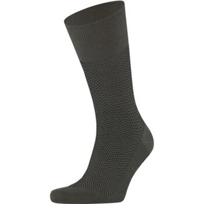 FALKE Airport Herringstripe eenkleurig wol katoen sokken heren groen - maat 39-42